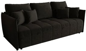 Czarna welurowa sofa tapicerowana z pojemnikiem H4-P61