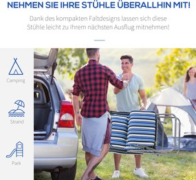 Outsunny zestaw leżaków z poduszkami składany kolor niebieski 60 x 75 x 65-102 cm