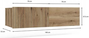 Ryflowana szafka pod umywalkę z szufladami dąb evoke K0-R48