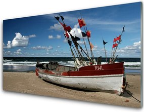 Szkło do Kuchni na Ścianę Łódź Na Piaszczystym Brzegu