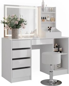 Stół do toalety biały/biały wysoki połysk 128.2x50.1x76 sherry