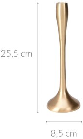 Złoty świecznik na jedną świecę, 8,5 x 25,5 cm