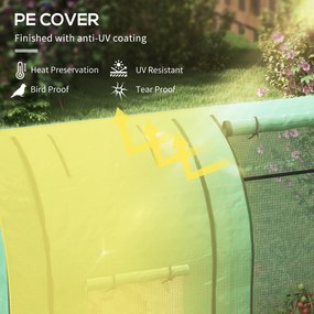 Mini tunel cieplarniany Outsunny, tunel dla roślin, z 2 strefami do uprawy, rolowane drzwi, 185 x 94 x 150 cm, Zielony