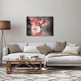 Obraz na szkle - Kwiaty i motyl (70x50 cm)
