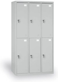 Szafka skrytkowa S2, 6 schowków, 1820 x 900 x 500 mm, demontaż, zamek cylindryczny, drzwi szare