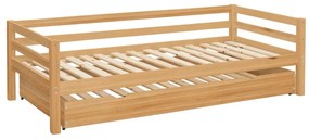 Łóżko dziecięce z litego drewna sosnowego z wysuwanym łóżkiem 90x200 cm w naturalnym kolorze Alpi – Støraa