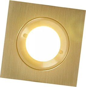 Zestaw 6 nowoczesnych, wpuszczanych reflektorów kwadratowych w kolorze złotym IP44 - Xena