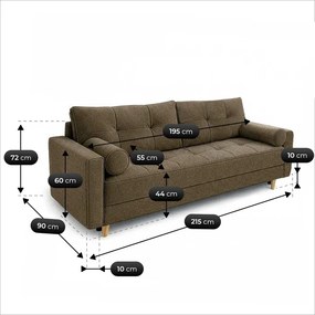 Sofa z Funkcją Spania LONAR Brązowa Boucle Japandi