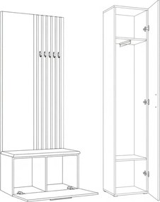 Masseno Garderoba MODULO 120,6/204/40 cm do Przedpokoju Nowoczesna Kaszmir