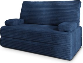 Masseno Sofa piankowa LADIA z funkcją spania, Kanapa z pianki do salonu, Bezmontażowa, Tkanina sztruksowa – Niebieski TILIA 77