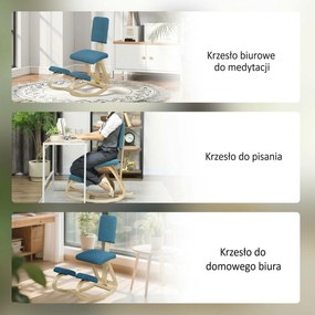 HOMCOM Ergonomiczne krzesło klęcznik, zdrowotne krzesło dla domu, biura, medytacji, ciemnoniebieskie | Aosom PL