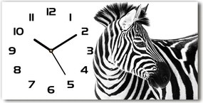 Zegar ścienny szklany cichy Zebra w śniegu