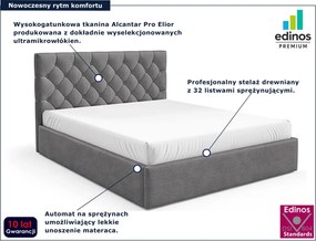 Ciemnoszare łóżko z pikowanym zagłówkiem 3 rozmiary H8-Z41