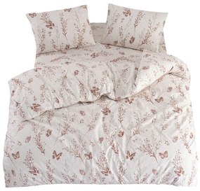Beżowa pościel dwuosobowa z prześcieradłem/4-częściowa 200x220 cm Floral Butterfly – Mila Home
