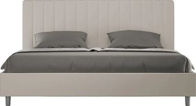 Łóżko bez stelaża tapicerowane 180x190 sztucznej skóry szaro-beżowy Agueda
