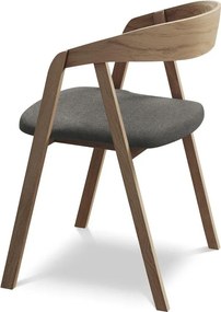 Szary fotel jadalniany z litego drewna Erika – Makamii