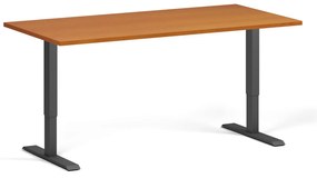 Biurko z regulacją wysokości, 160x80 cm, 2 silniki, czarna podstawa, czereśnia