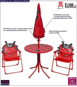 Zestaw mebli ogrodowych dla dzieci czerwony S6-H27