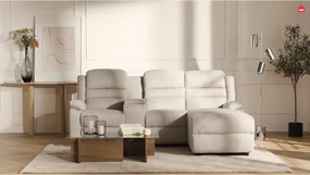 Kanapa narożna prawostronna z funkcją relax z tkaniny antracytowej MACEDONIA