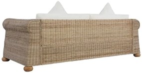 Brązowa 3-osobowa sofa z rattanu - Asha