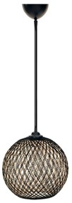 Czarno-ciemnobrązowa lampa wisząca z kloszem z juty ø 24 cm – Opviq lights