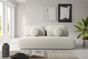 Sofa z funkcją spania TOVO rozkładana beżowa nowoczesna z poduszkami