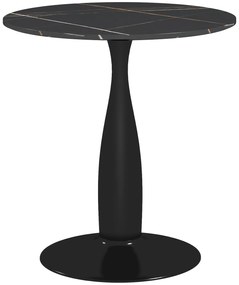 HOMCOM Okrągły Stół Jadalniany, Stal Malowana Proszkowo, MDF z Powłoką Melaminową, Antypoślizgowe Stopy, 70 x 74 cm, Czarny