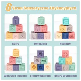 Woopie baby klocki sensoryczne układanka do ściskania dźwięk nauka liczenia 23 el.