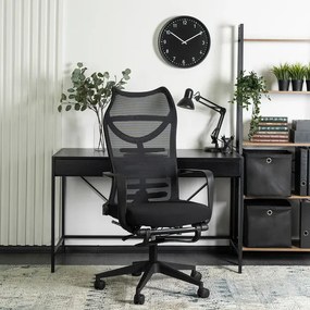 Fotel Biurowy Ergonomiczny Obrotowy z Podnóżkiem ACTON Czarny