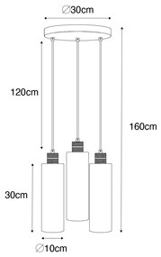 Nowoczesna lampa wisząca czarna z przydymionym szkłem 3-punktowa - Stavelot Nowoczesny Oswietlenie wewnetrzne