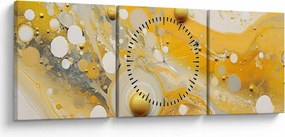 Obraz - Abstrakcyjne tło ze złotą dekoracją (z zegarem) (90x30 cm)