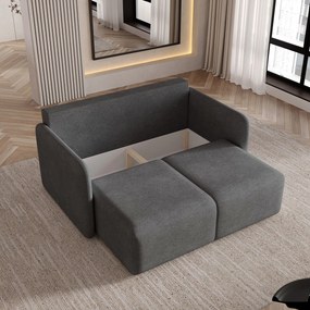 Masseno Sofa SUVI II z funkcją spania i pojemnikiem na pościel, Rozkładana sofa - Szary, NEVE 90
