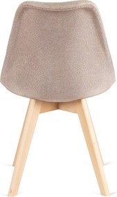 Zestaw Stół Prostokątny Rozkładany SKUBI 120-160 cm Dąb Artisan i 6 Krzeseł Tapicerowanych NEVEL Beżowych Skandynawskich