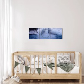 Obraz wodospadu zimą (z zegarem) (90x30 cm)