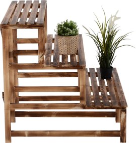 Outsunny regał na rośliny półka na kwiaty regał na kwiaty półka na rośliny stojak na kwiaty 3 stopnie drewno jodłowe kolor ciemnobrązowy 100 x 80 x 80 cm
