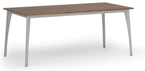 Stół konferencyjny do biura PRIMO OMEGA, 180x90 cm, szara podstawa, orzech
