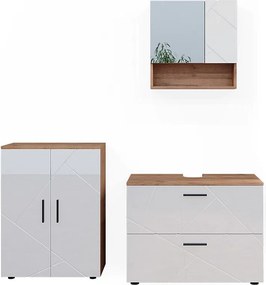 Zestaw mebli łazienkowych biały wysoki połysk/złoty dąb power 80x41x58 irma