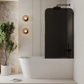 Parawan nawannowy prostokątny MOLIS Square Black szkło czarne | Różne rozmiary : Kolor profili kabiny - chrom / srebrny, Rozmiar - 70x140 cm