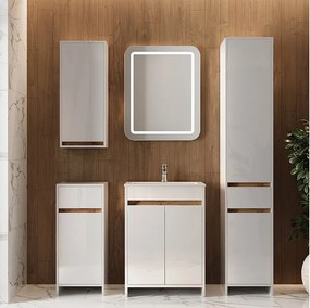 Zestaw mebli łazienkowych biały wysoki połysk 59.6x40x81.9 lemgo