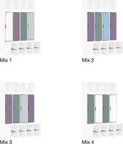 Szatnia dziecięca przedszkolna 4-osobowa z drzwiczkami dolnymi Blox Colours Mix, index SZT-4R-B-B-A