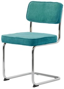 Turkusowe sztruksowe krzesło Rupert – Unique Furniture