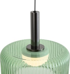 Designerska lampa wisząca grafitowa z zielonym szkłem, zintegrowany LED, 3-stopniowo ściemnialna, 3-punktowa Easylift - Fiera