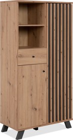 Wysoka komoda z lamelami Medan dąb artisan/antracyt