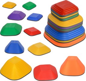 AIYAPLAY Kamienie do Balansu dla Dzieci, 11 Elementów, Antypoślizgowe, Kamienie do Pokonywania Przeszkód, Rozwój Motoriki, Plastik, Kolorowe | Aosom PL