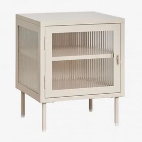 Prostokątny Stolik Nocny 45x40 Cm Ze Stali I Szkła Paoline Kremowa - Sklum