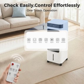 HOMCOM Mobilna chłodnica powietrza, 3-w-1 chłodzenie ewaporacyjne z 7-litrowym zbiornikiem, funkcja oscylacji 48°, biały | Aosom PL