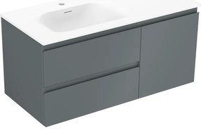 Mexen Orio szafka łazienkowa 100 cm z umywalką Vela lewą, 2S, 1D, grafit mat/biała mat - 91A13-10047-3-BBFFF66-W23L01