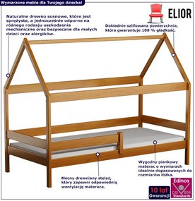 Łóżko domek z drewna sosnowego, olcha Vanta