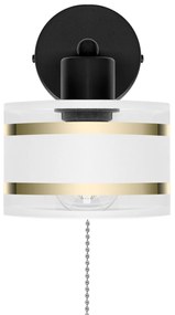 Czarny kinkiet LED z włącznikiem z białym abażurem SHWD-TI-1010SC-WE j