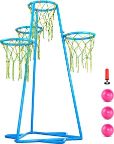 Obręcz do koszykówki SucceBuy Kosz do Koszykówki dla Dzieci, Przenośny Stojak na 4 Kosze z Regulowaną Wysokością